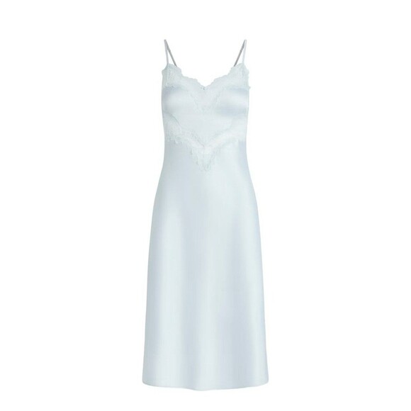 SKIMS WOVEN SHINE LACE MIDI SLIP DRESS CLOUS - Picture 1 of 7